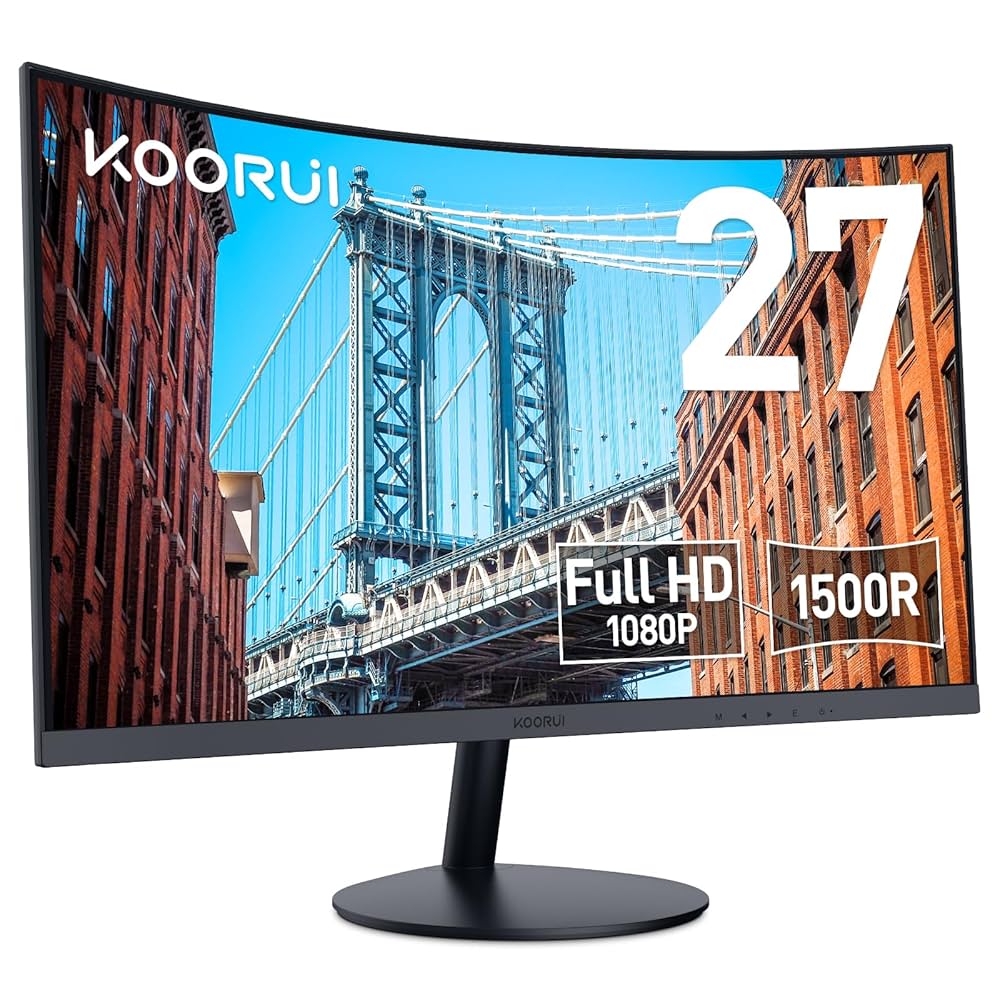 KOORUI 湾曲 ゲーミングモニター 27インチ 75Hz 5ms 27N5C Amazon.co.jp: KOORUI モニター 27インチ 75Hz 5ms 曲面